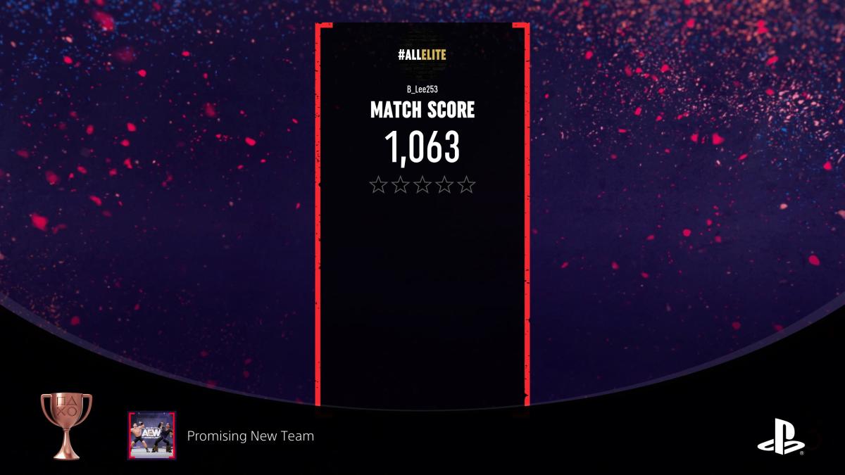 Trophy popping after the match on the match score screen.