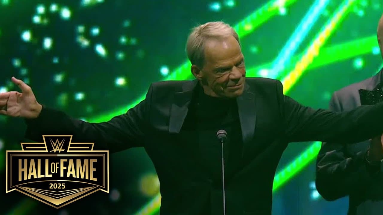 Lex Luger walks to the podium for induction speech: WWE Hall of Fame 2025 highlights