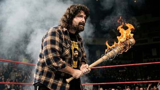 Mick Foley Flaming Bat Illustration