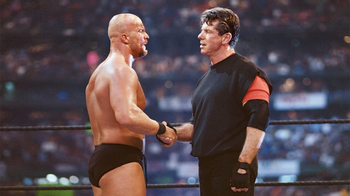 Stone Cold Steve Austin and Vince McMahon at WrestleMania 17