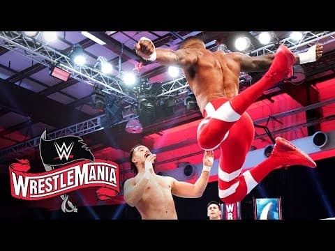 Montez Ford leaps over the top rope: WrestleMania 36 (WWE Network Exclusive)